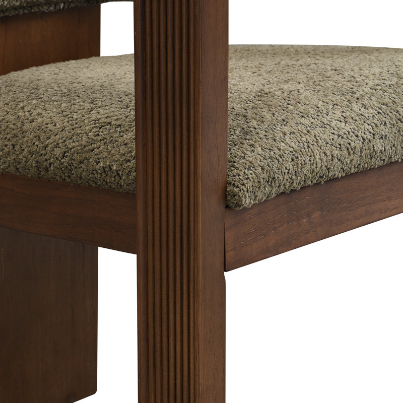 Fauteuil de salle à manger Lyddia de style néoclassique moderne, rembourré, avec structure en bois cannelé, largeur 60 cm (23,5 po).