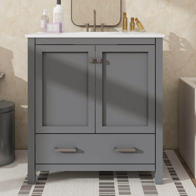 Ensemble de meuble-lavabo simple avec tiroir et tablette double