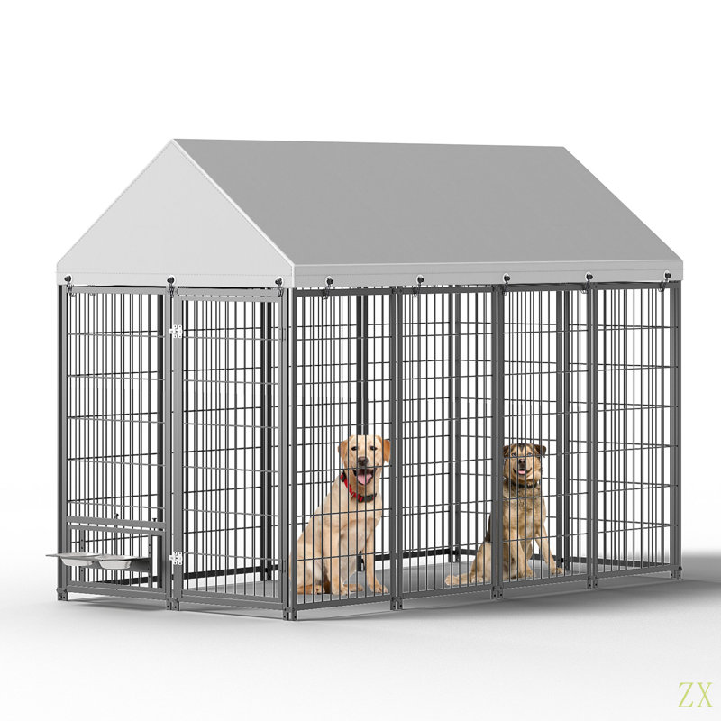 Grande cage extérieure pour chien avec enclos pour chien L 7,94 pi x l 4,13 pi x H 5,95 pi.