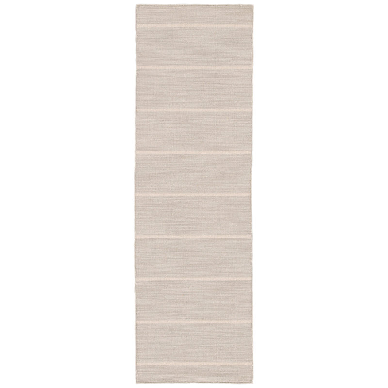 Tapis brun / gris clair en laine tissé à plat à la main Creekmont, Tapis de couloir 2 pi 6 po x 8 pi
