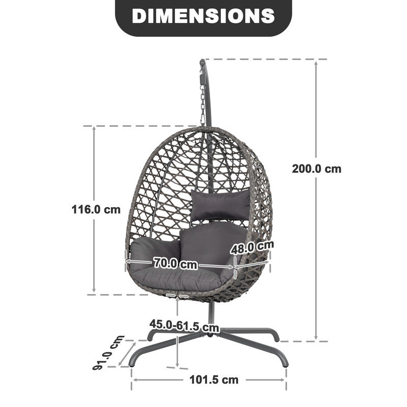 Outdoor Hanging Egg Swing Chair with Soft Cushion