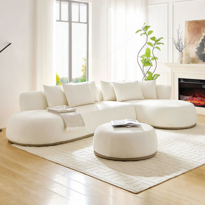 Canapé modulaire surdimensionné en L avec repose-pieds, canapé moderne avec méridienne, confort profond pour les grands salons