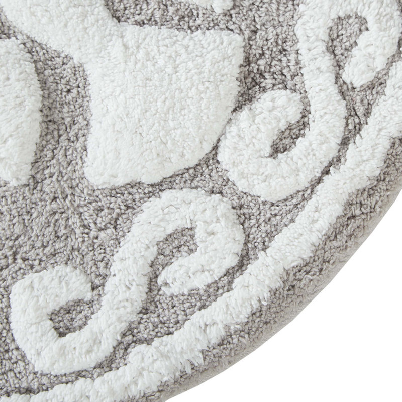 Tapis de bain en coton touffeté Medallion, Taupe