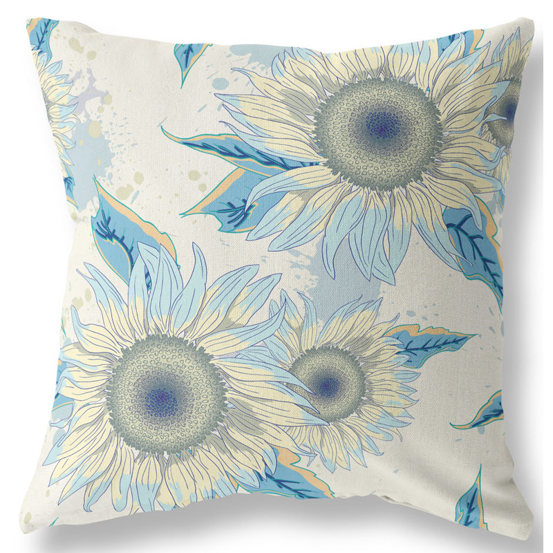 Floral Reversible Throw Pillow, 18" x 18", White/Yellow