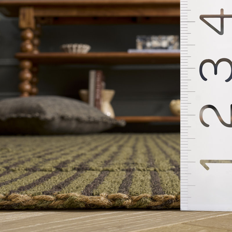 Auckland Chevron Handmade Flatweave Charcoal/Green Area Rug, Runner 2'3" x 8', Charcoal/Green