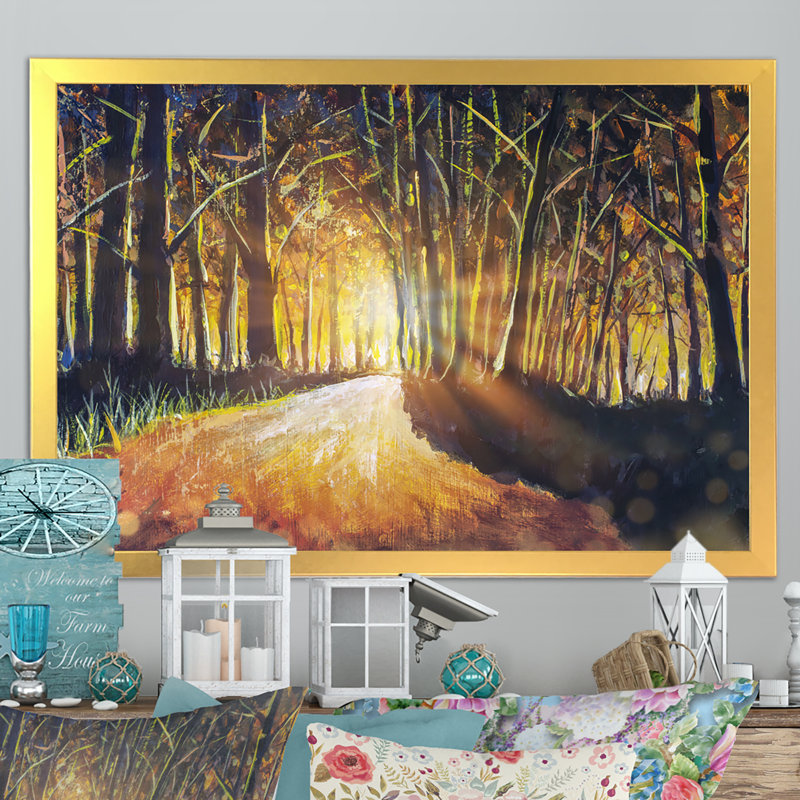 «Path To The Enchanted Forest», reproduction sur toile encadrée, Encadrement doré, H 12 po x l 20 po x P 1 po