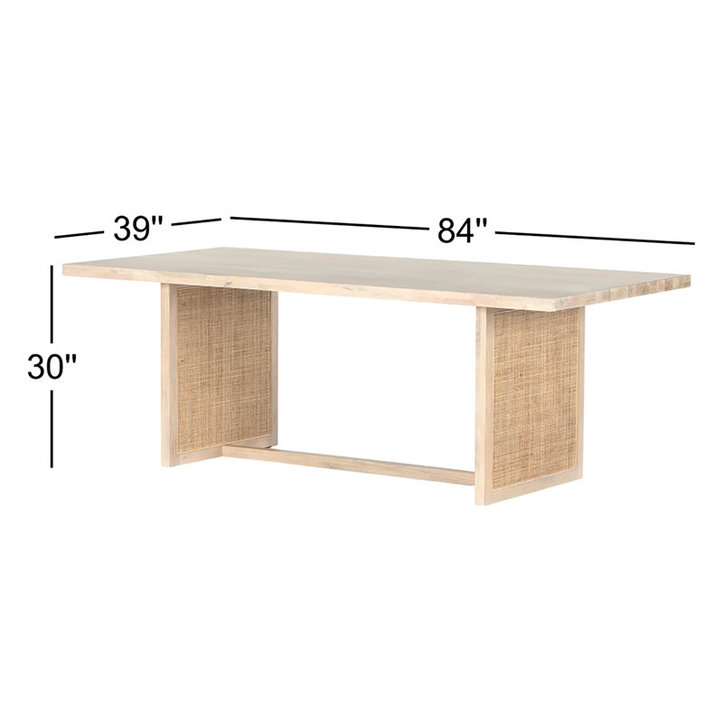 Clarita Solid Wood Dining Table, Whitewash