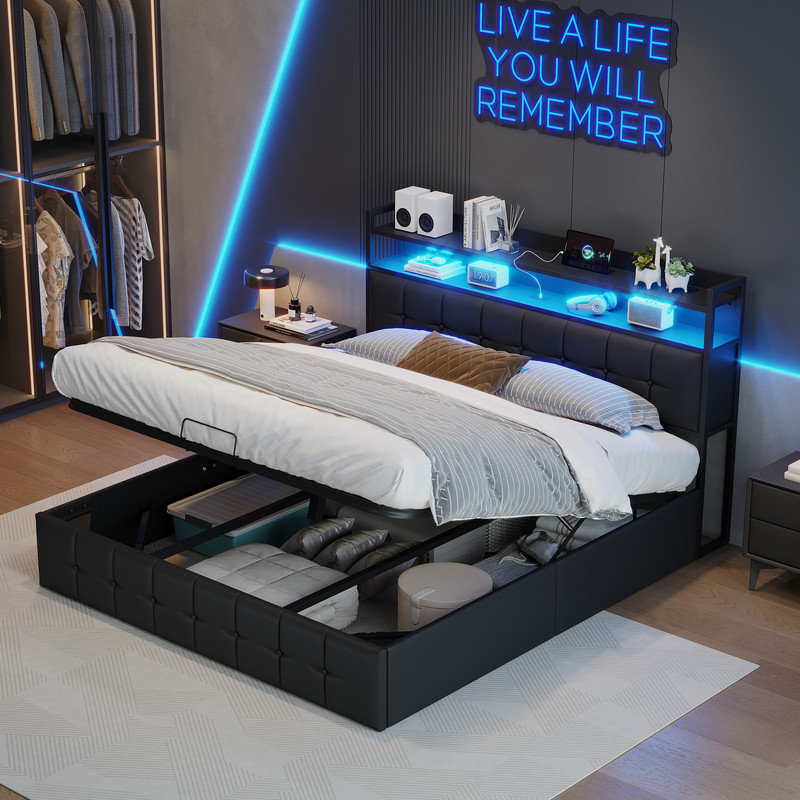 Bed, 224 x 144 cm, Black