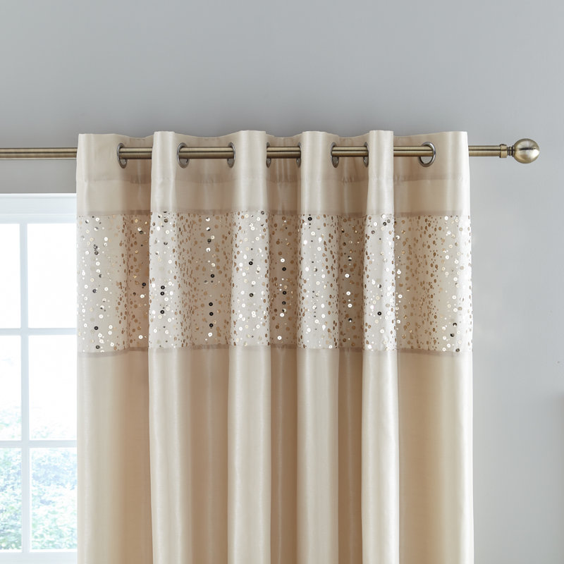 Glitzy Sequin Lined Eyelet Curtains, 168 W x 137 D cm