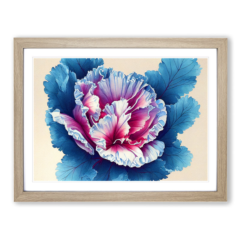 Watercolour Carnation Flower - Painting, Oak Framed, 46cm H x 64cm W x 2cm D