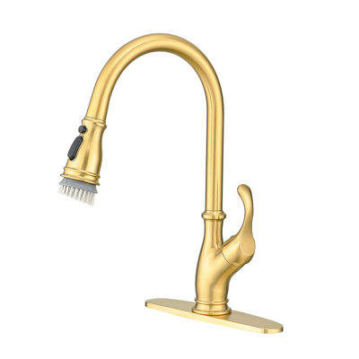 Single Handle Gold Kitchen Faucet With Pull Out - Modern Design For A Fashionable Sink 1 Hole Stylish