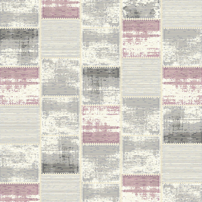 Tapis gris / mauve en polyester tissé à la machine Mclamb, Rectangle 2 pi 7 po x 4 pi 11 po