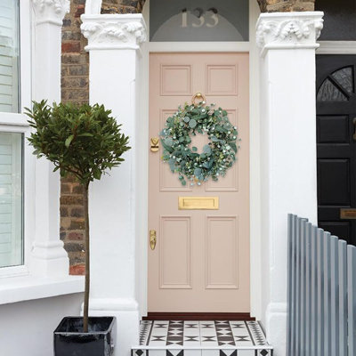 Couronne d'eucalyptus à feuilles persistantes - Vert - Porte d'entrée toute l'année et décoration intérieure pour le printemps, l'été et la maison de campagne ou de fête toutes saisons