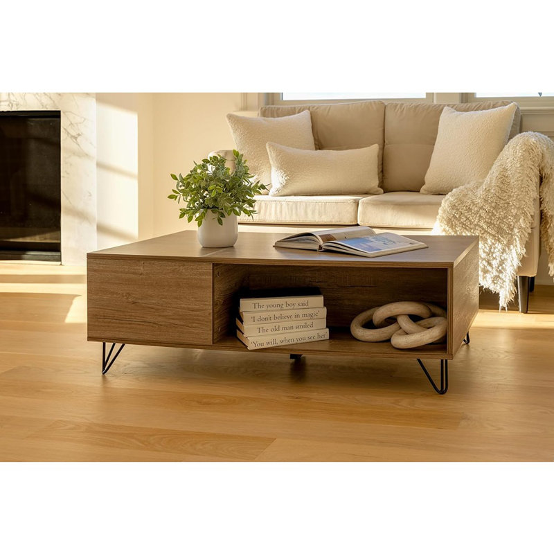 Table basse moderne avec rangement gris