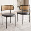 Chaises de salle à manger modernes, siège rembourré en similicuir avec dossier en rotin tissé, pieds robustes en métal-21901309-21901311