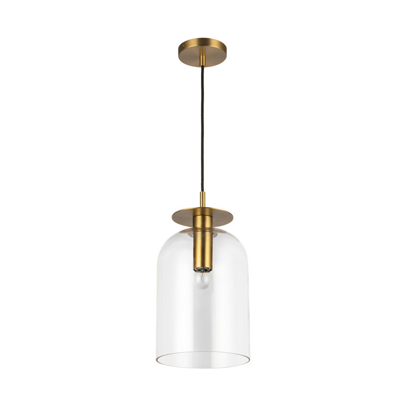 Luminaire suspendu simple à 1 lumière Delisa, Or brossé