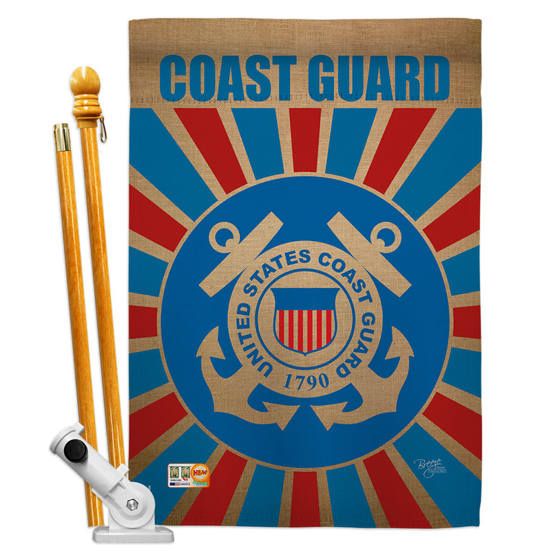 Verre à 2 côtés 40 x 28 po coast guard americana ensemble de drapeau