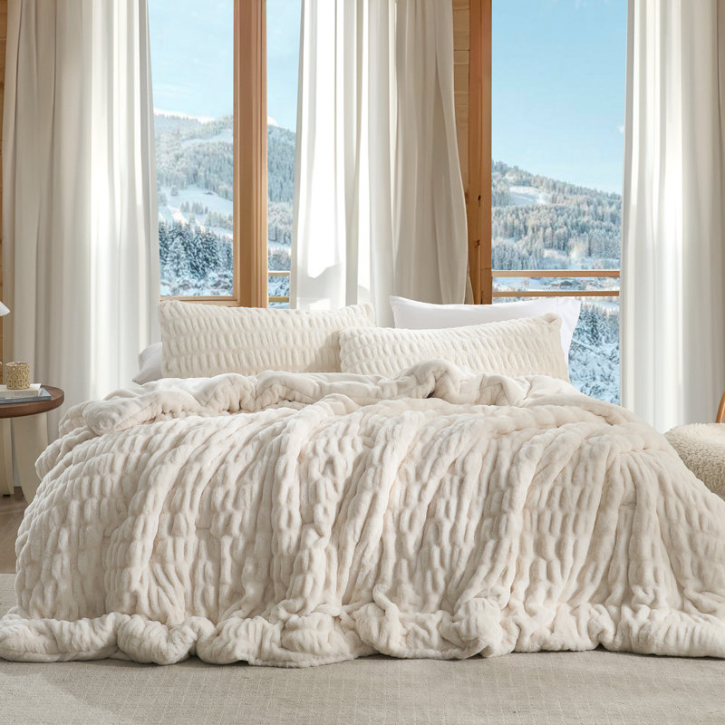 Wrinkle Rolls Chunky Bunny - Coma Inducer® Oversized King Comforter Set - Cream Sands, King Conforter + 2 King Shams, White