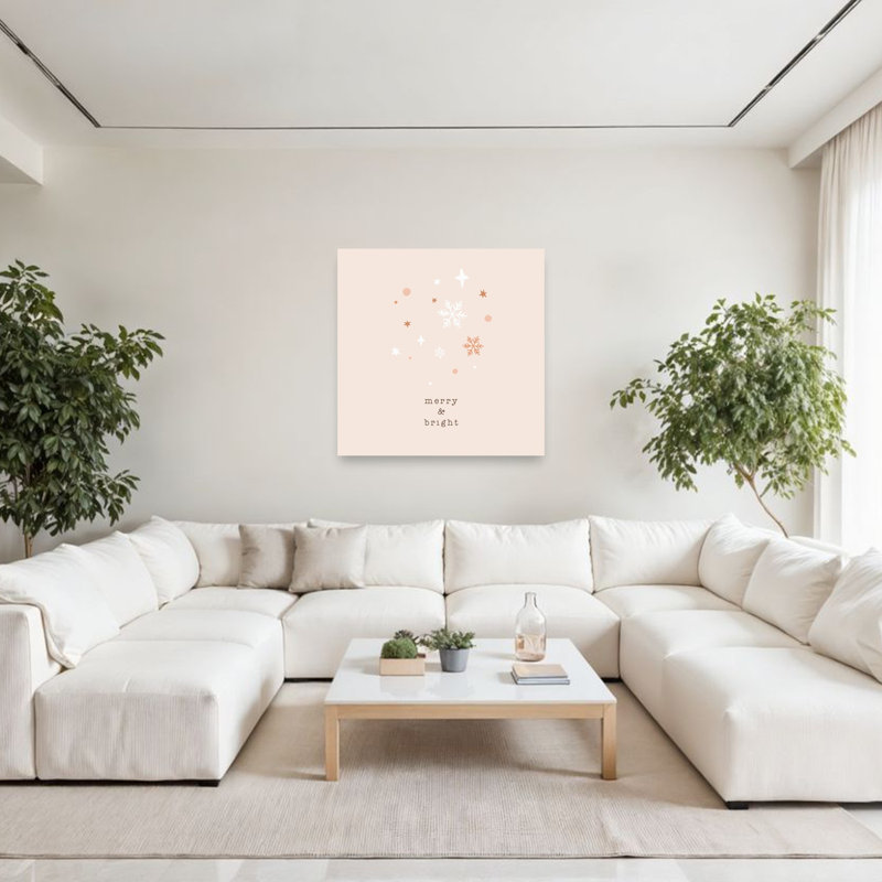 Merry Bright Snowflakes Abstract Contemporary Winter Landscape Wall Art Print 1 Piece Wrapped Canvas Wall Art