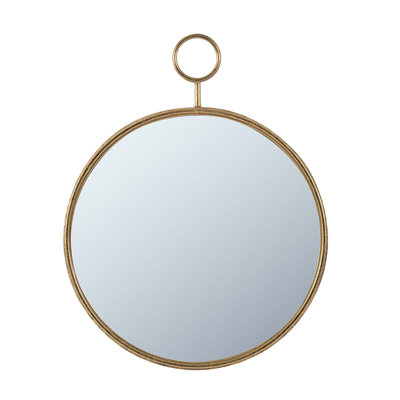 22X28 Inch Circle Wall Mirror With Gold Iron Frame,  For Living Room And Entryway Decor