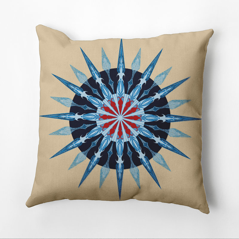 Housse de coussin carrée extérieure en roue de mer et insert, Pes, H 16 po x l 16 po
