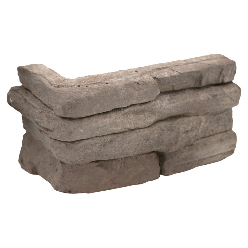 Terraforma 9 in. x 20 in.Manufactured Stacked Stone Ledger Corner Wall Tile, Haven Clayridge