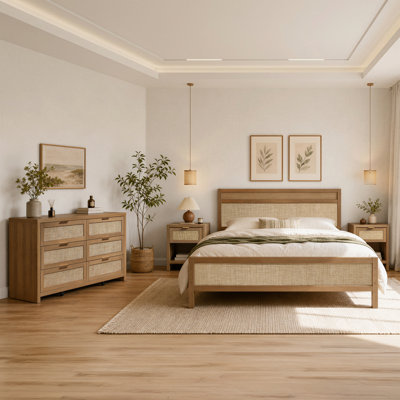  Boho Rattan Bedroom Set