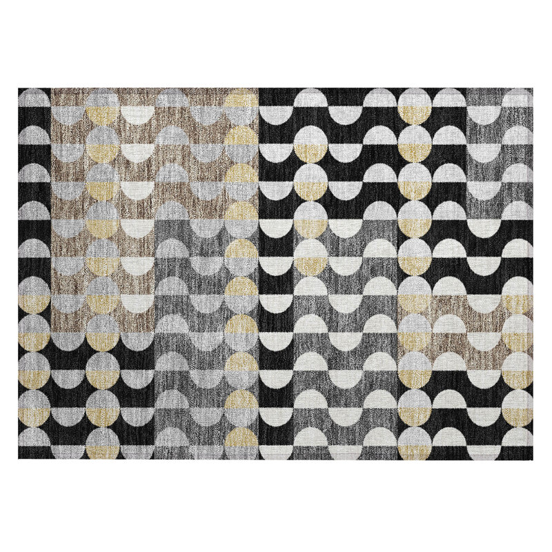 Machine Washable Indoor/Outdoor Chantille ACN2816 Geometric Rug, 2'6" x 3'10", Black