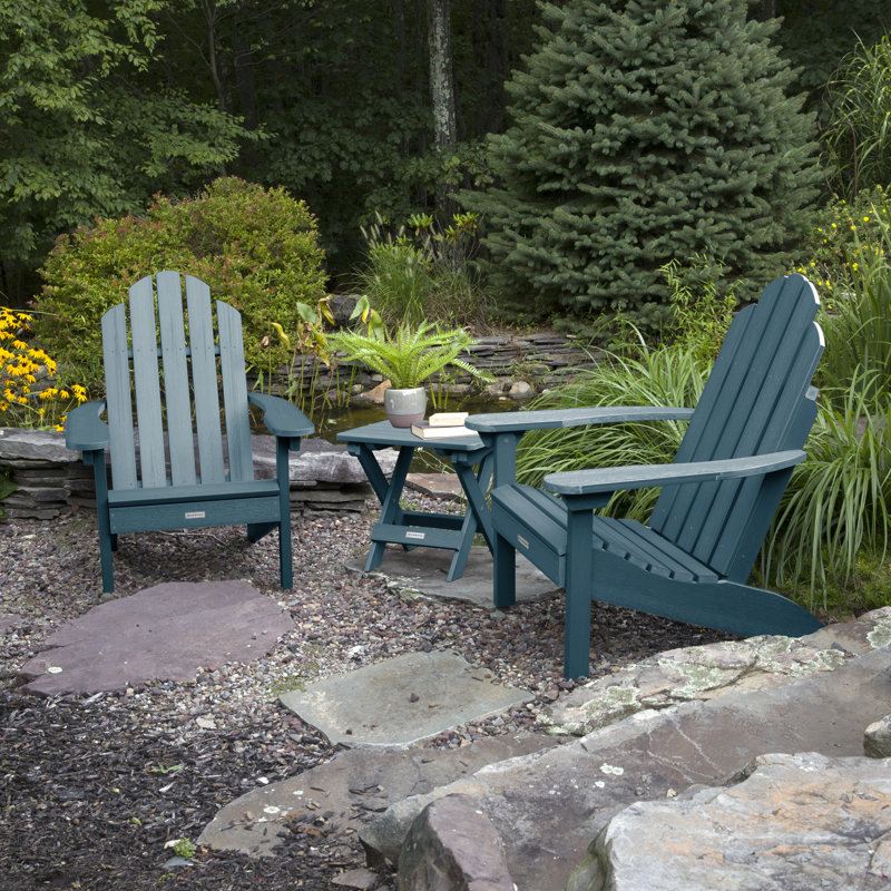 Anette Outdoor Adirondack Chair With Table, Nantucket Blue