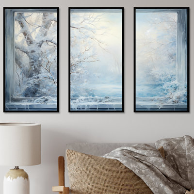 Winter River Window View IV - Winter Landscape, art mural