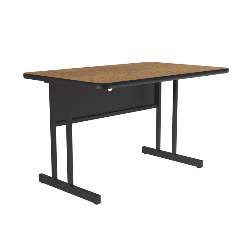 Rosser Metal Base Computer Desk, Medium Oak, 29" H x 60" W x 30" D