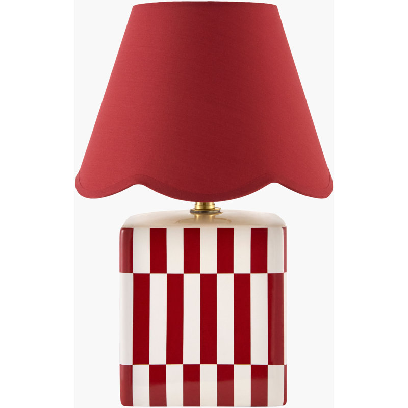 Lampe de table Evert, Rouge, Rouge, Lin