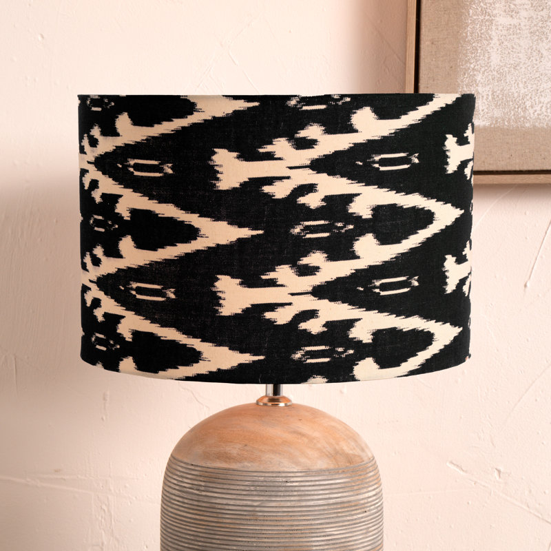 Cotton Drum Lamp Shade ( Uno ), Black, 27cm H x 40cm W x  40cm D