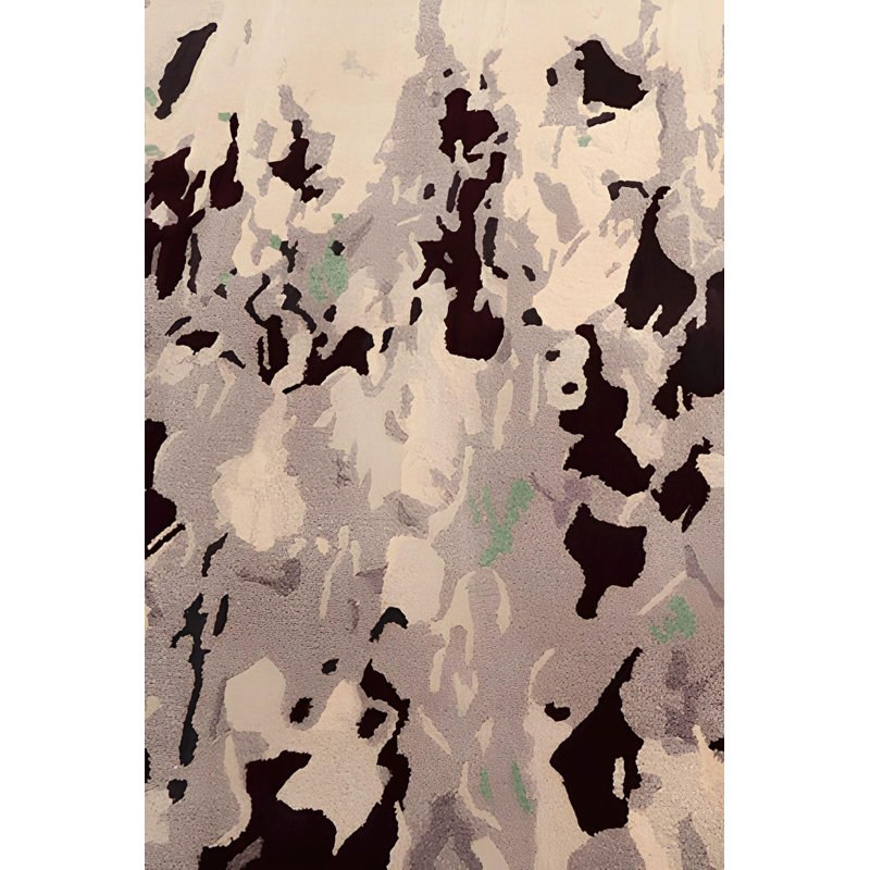 Tapis noir à motif abstrait moderne, Sous-tapis rectangulaire de 3 pi 3 po x 4 pi 11 po