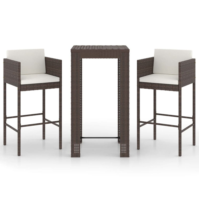 Garden Bar Set with Cushions Patio, Brown