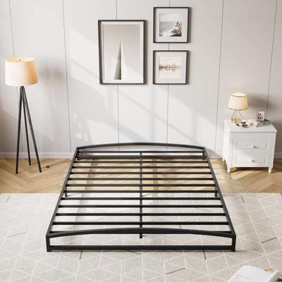 Low Bed Frame Full Size - 6/10 Inch Heavy Duty Metal Platform Mattress Foundation No Box Spring Needed  Noise-Free