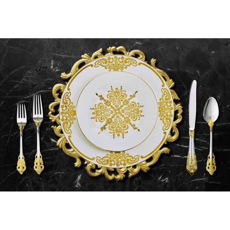 20th Century Baroque 12 Piece Bone China Dinnerware Set