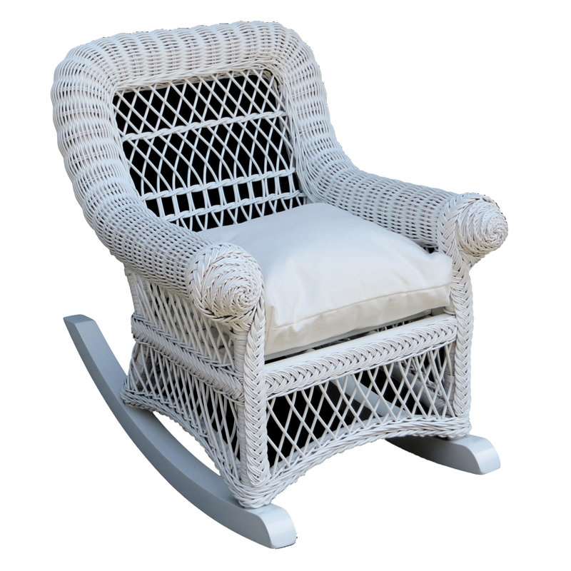 Kid's Rocking Chair with Cushion, White, White