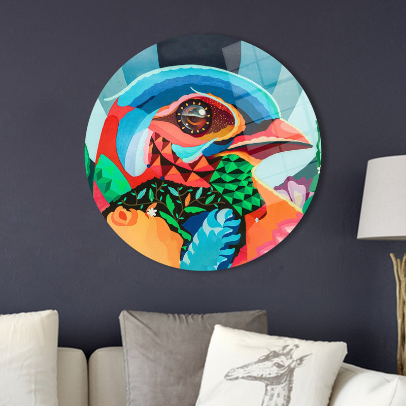 Graffiti abstrait sur verre trempé pour une décoration murale unique avec une touche moderne, H 15,7 po x l 15,7 po