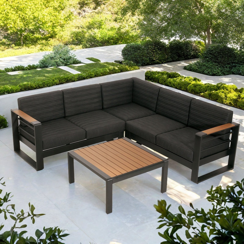 Ensemble de conversation en aluminium avec coussins Marquin
