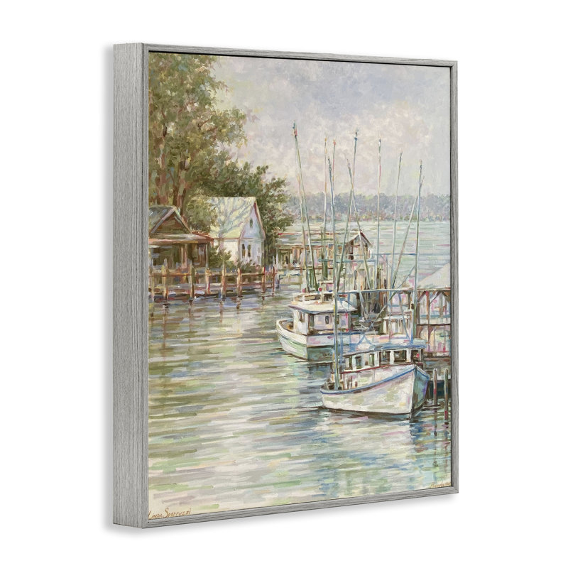 «Noon at Shem Creek», art de la giclée encadrée, design par Linda Sperruche, H 14 po x l 11 po, Estampe numérique Farmhouse