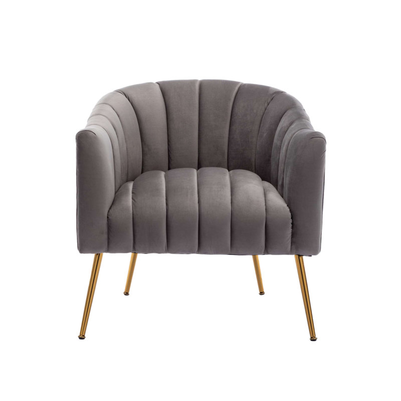 Velours capitonné large de 28 po Murrow, Velours gris, 1