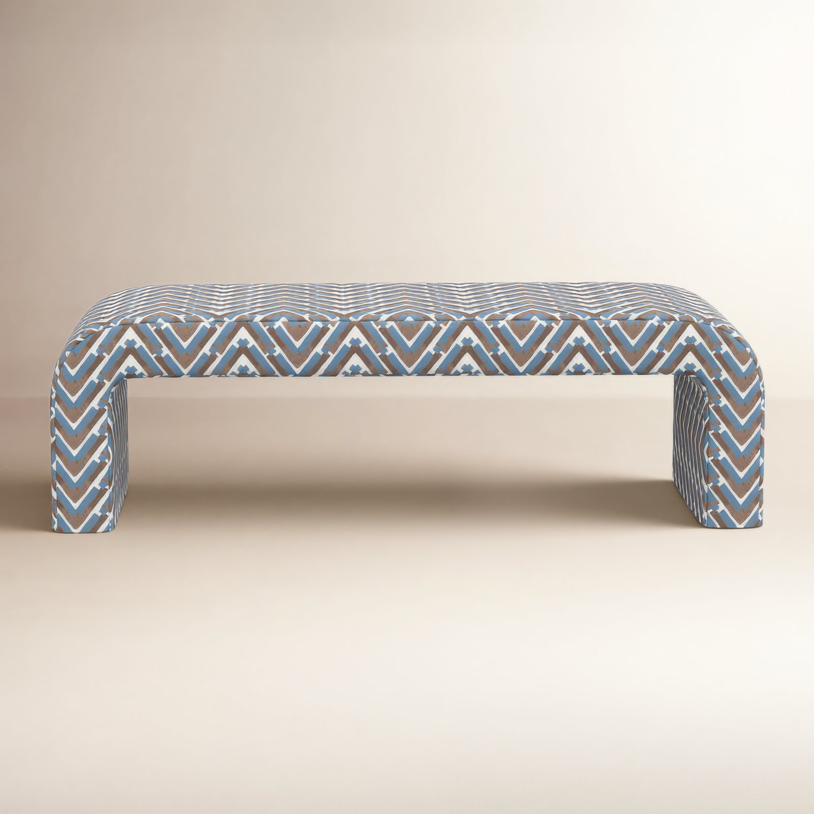 Barley 50" Bedroom Bench, Stroke Ocean Chevron