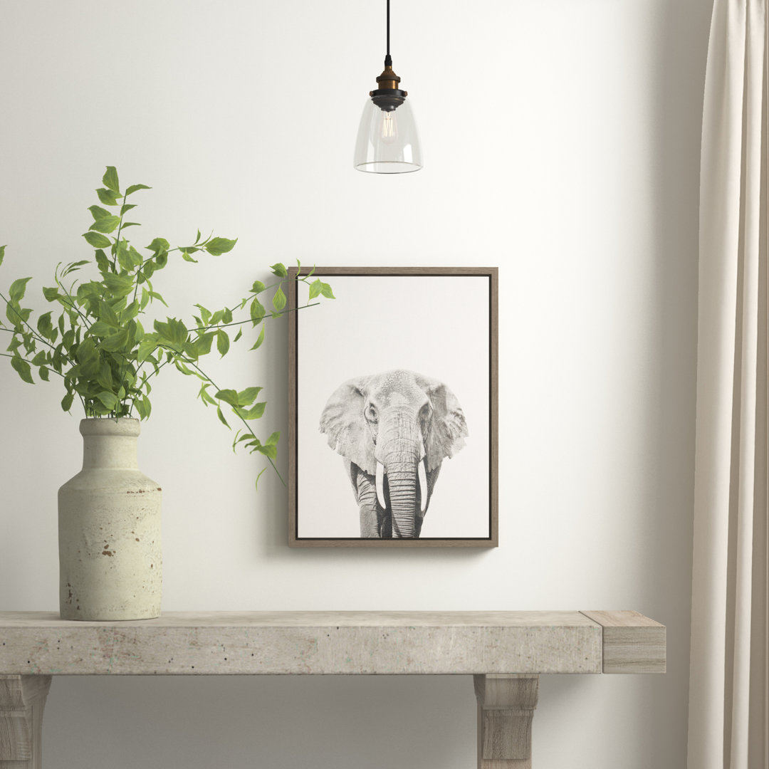 Elephant Portrait by Simon Te of Tai Prints Framed Canvas Wall Art Print Ebern Designs Frame 
