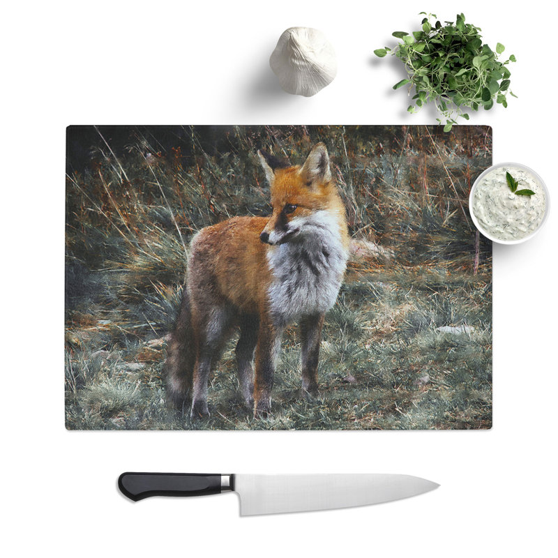Red Fox Vol.2 Painting Chopping Board, 0.4cm H x 28.5cm W x 39cm L