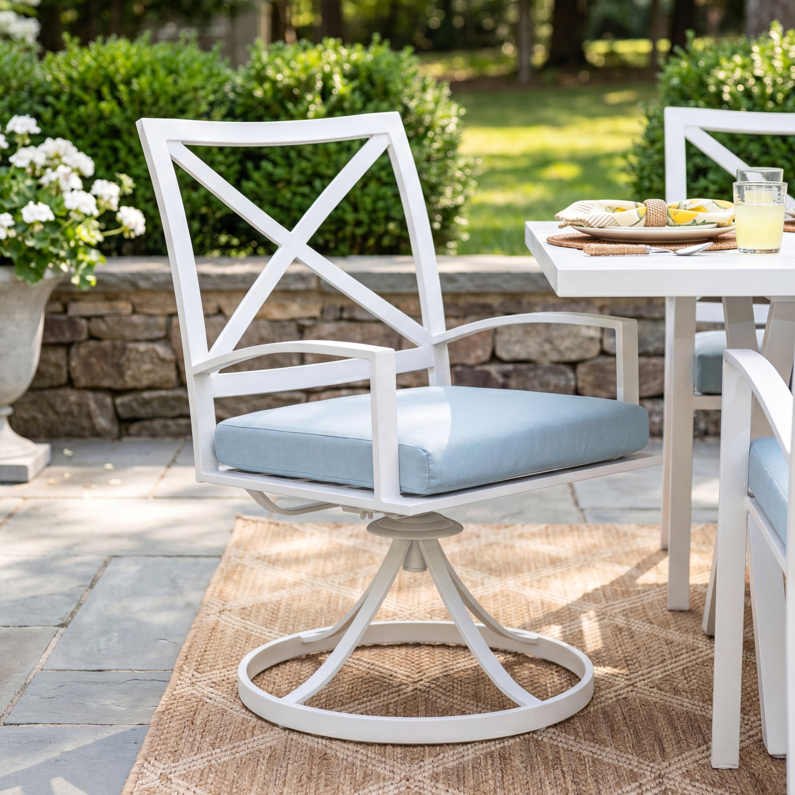 Bristol Swivel Sunbrella® Aluminum Patio Armchair, Canvas Skyline Sunbrella®