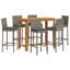 Ensemble de bar 7 pièces Wildon Home® en bois massif noir d'acacia et de rotin poly-1890352430-1890352427