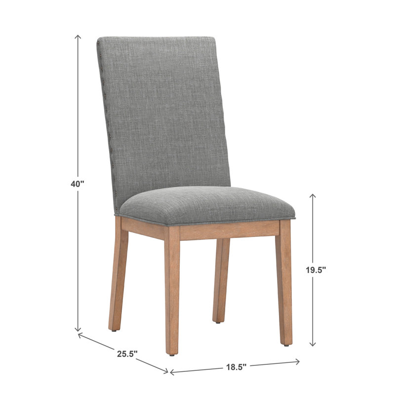Irving Place 19.5'' H Linen Upholstered Parsons Chair, Grey Linen, Light Distressed Natural