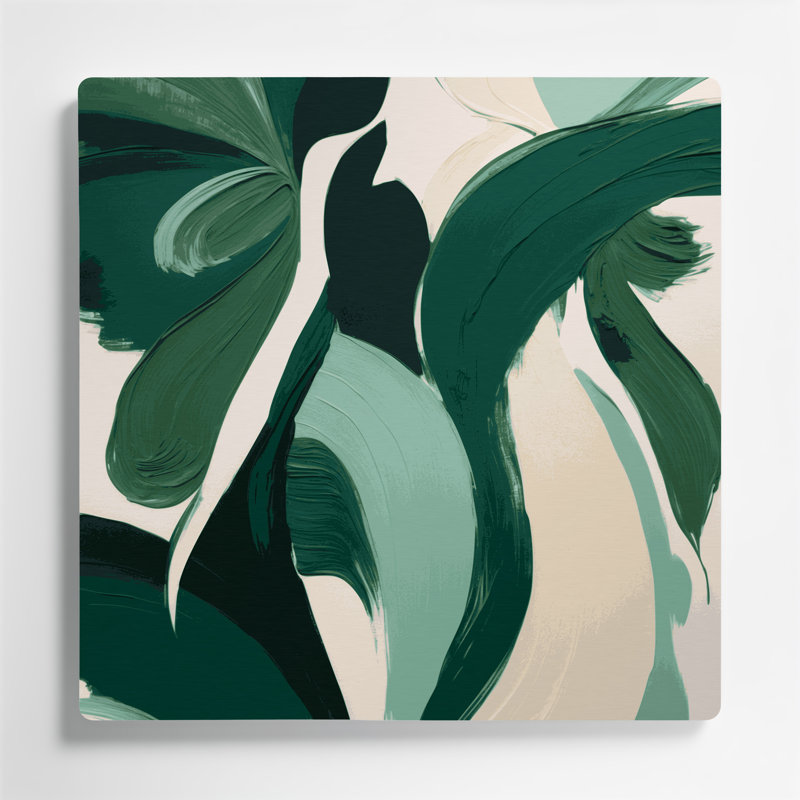 Art mural abstrait en métal vert 95, H 12 po x l 12 po
