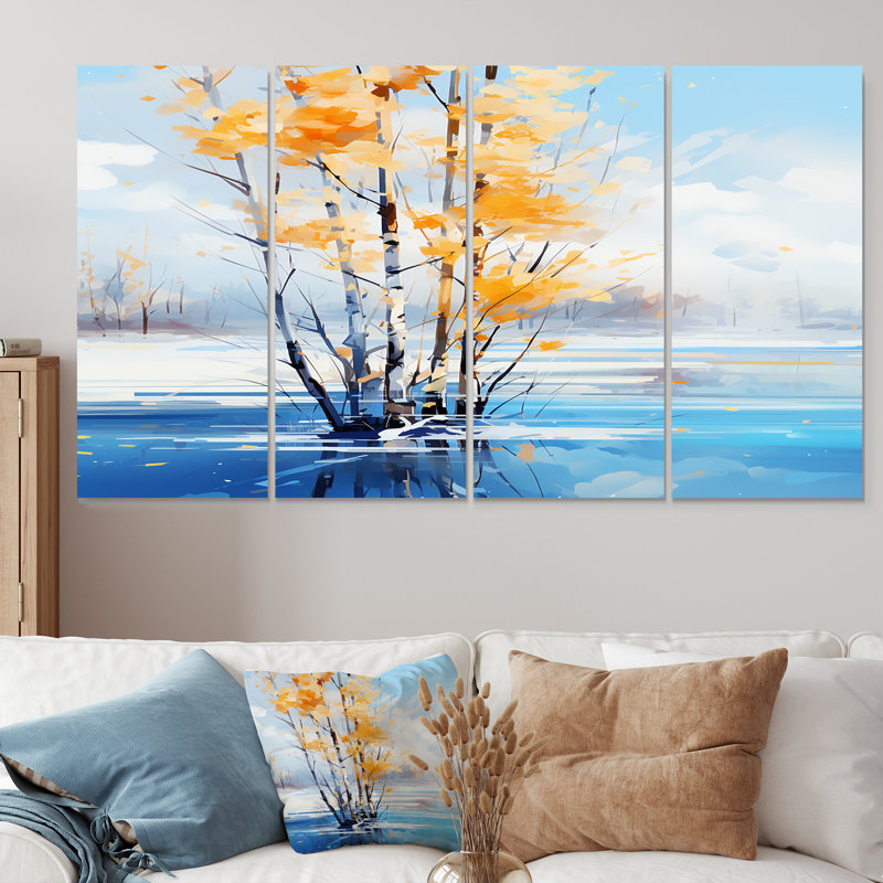 Myrte - Arbre, art mural sur toile, 4 pièces, H 32 po x l 64 po